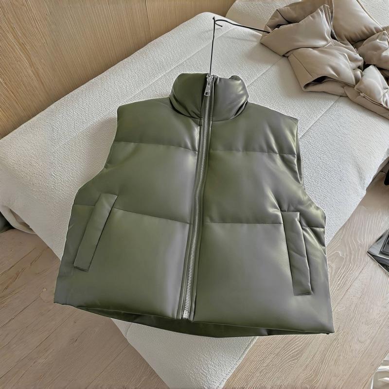 Damska luźna bawełniana kamizelka - jesień/zima, koreański styl, casualowa, bez rękawów kurtka