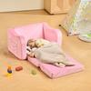 2-in-1 Kids Sofa, Foldable Toddler Soft Couch with Armrests, Made of 28D Sponge & Short Pile, Convertible Toddler Chair to Lounger, Kid Couch Fold Out
