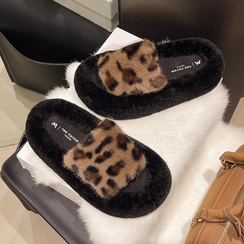 

Толстоподошвенные уличные пушистые тапочки женские осенние новые домашние плюшевые тапочки с открытым носком хлопковые тапочки 41 хаки