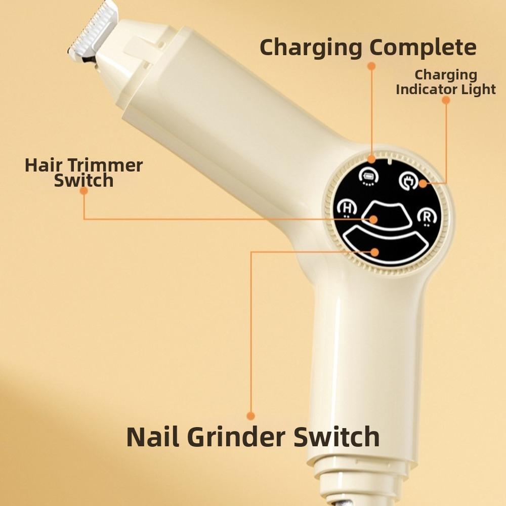 Low Noise Rechargeable Pet Nail Grinder Quiet Operation Detachable Pet Grooming Tool ABS Portable Pet Clippers Travel Use