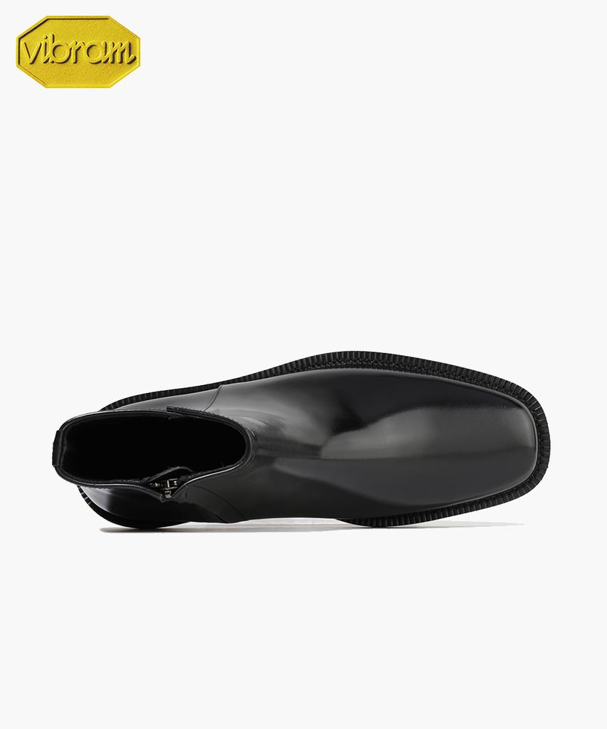 Firenze Atelier [Vibram] Minimal Square Toe Standard Rubber Sole Zip-Up Boots 9410-Z [Black Box]
