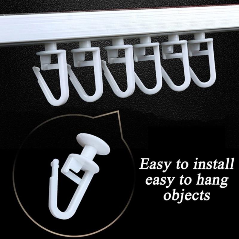 50Pcs White Plastic Curtain Track Pulleys Lockable Folding Hook for Smooth Quiet Operate Home Office Restaurant Hotel