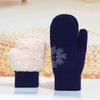 Women's Fleece-Lined Knitted Wool Christmas Gloves - Full-Finger, Double-Layer, Cold-Proof Mittens