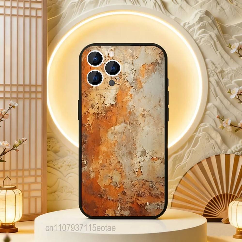 Retro Industrial Style Rusty Walls Case For iPhone  17,16,15,14,13,12,11,Pro,Max,Plus,E,Air,Mini Black Shockproof Funda Cover