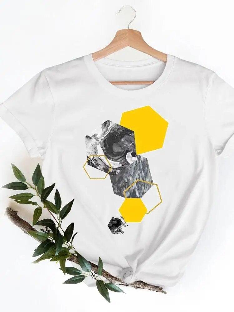 Short Sleeve Ladies Print T-shirts Geometric Spring  Clothing Women T Clothes Summer Casual Fashion Female Graphic Tee