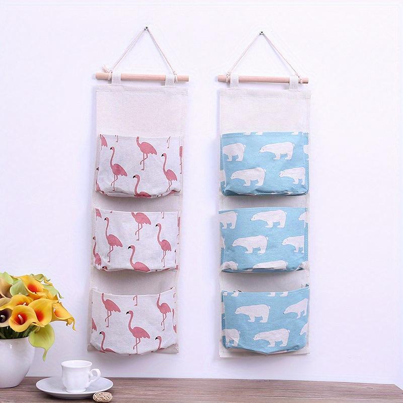 1pcs Decorative Hanging Storage Bag With 3 Pockets, Over The Door Hanging Bag, Wall Mounted Storage Bag Behind The Door,