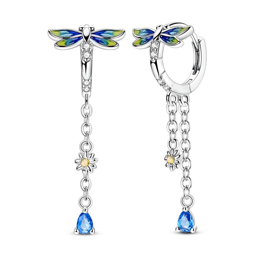 Woman Earring 925 Silver Original Eardrop Hoop Earring Sunflower Bee Bow Fashion Jewelry