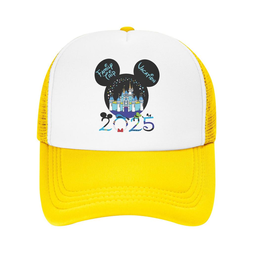 Disney mickey Family Vacation 2025 Disneyworld Trip Foam Mesh Trucker Hat Vintage Summer Mesh-back Baseball Cap Adjustbale