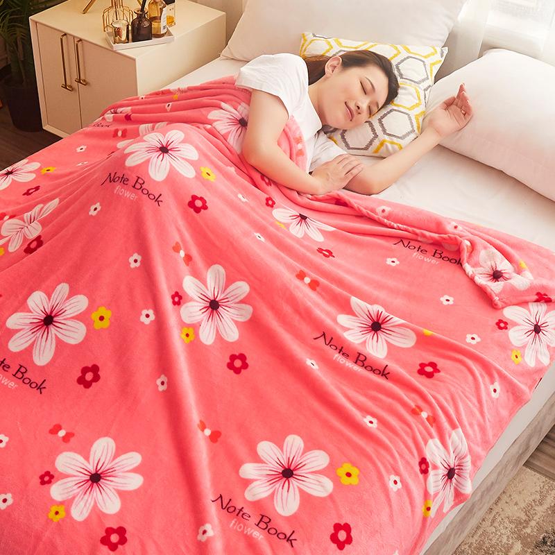 Flower Blanket for Sofa Reactive Printed Thin Blanket for Beds Single/Queen/King Coral Fleece Flannel Blanket Soft Warm Plaids