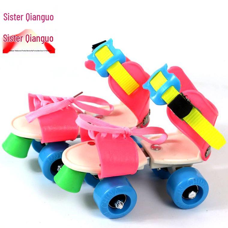 Children's Double-Row Four-Wheel Roller Skates with Protective Gear