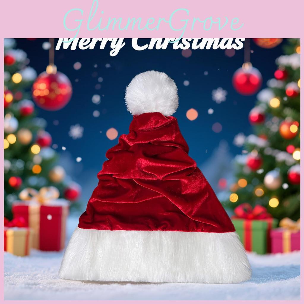 Santa Claus Hat With Plush Velvet Material For Christmas Celebration