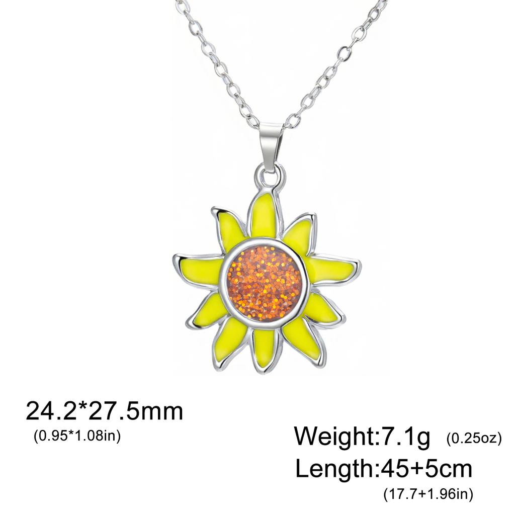 Teamer Enamel Sunflower Pendant Necklace Gold Color Stainless Steel For Women Fashion Plant Floral Amulet Jewelry Gift 2026 New