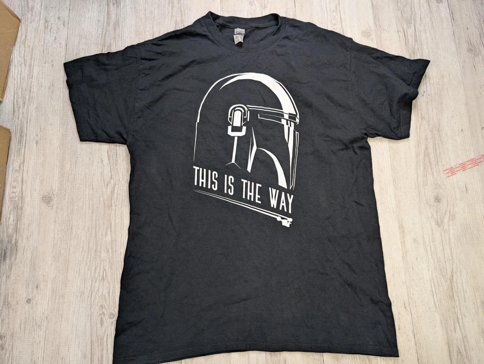 GILDAN Mandalorian Helmet T-Shirt This Is The Way Star Wars Black Men’s Size L L