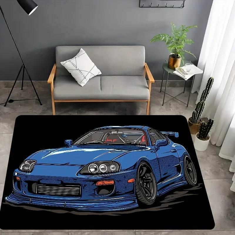 

Rectangle Racing Car Pattern Living Room Rug Non-SlipDurable for Bedroom Carpet Washable Lounge Sofa Area Rug Big Size Mat 40X60CM