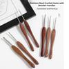 Sandalwood Handle Crochet Hook Handmade Crafts Stainless Steel Crochet Hook  Doll Weaving Tool
