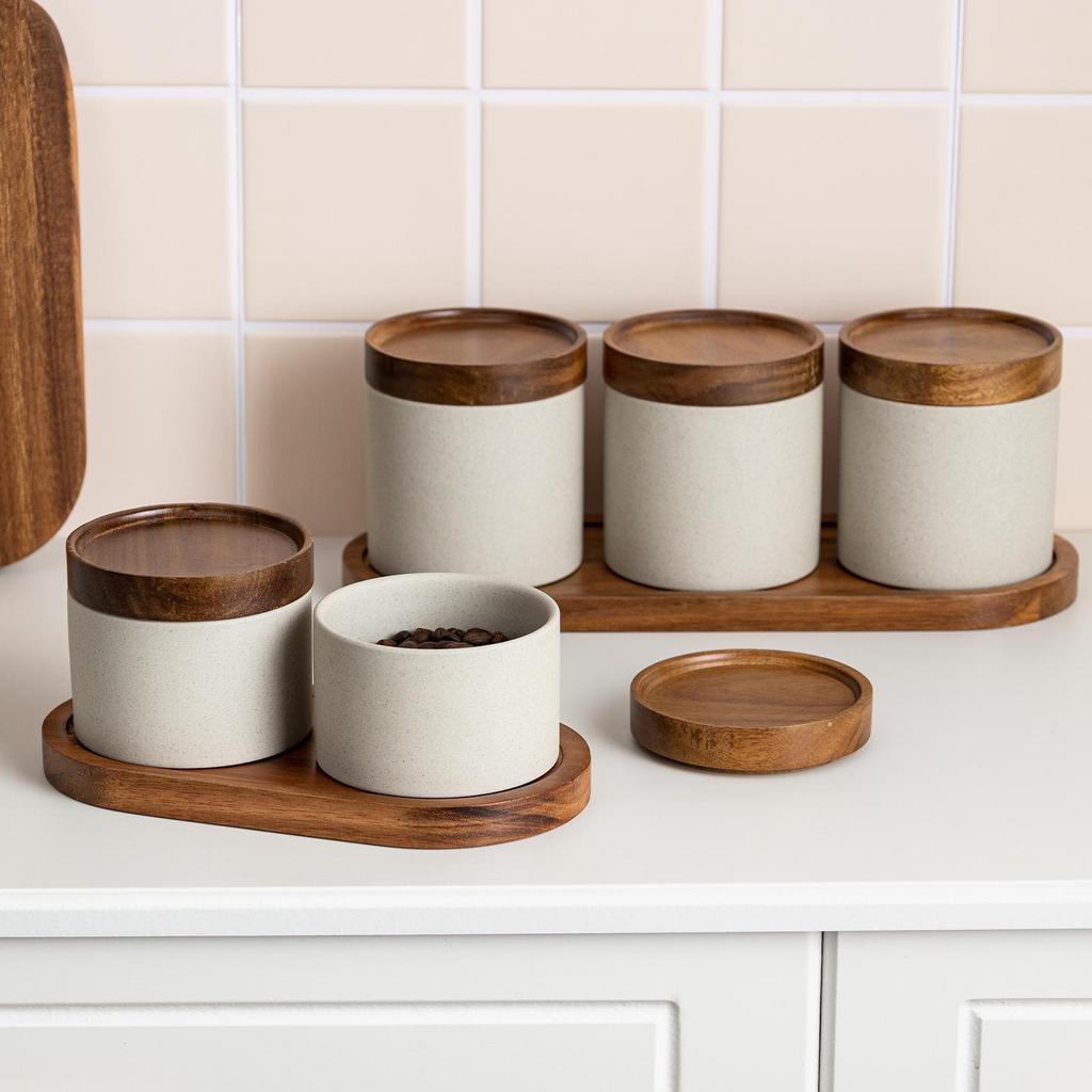 Japanese Coarse Pottery Coffee Bean Storage Jar with Lid for Kitchen Snacks, Dried Fruits, and Nuts