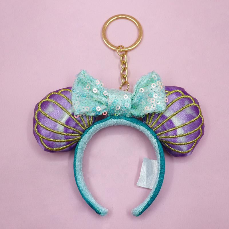 Disney Cartoon Cute Mermaid Sequin Headband Bow Plush Toy Headband Bag Pendant Keychain Decoration Wholesale