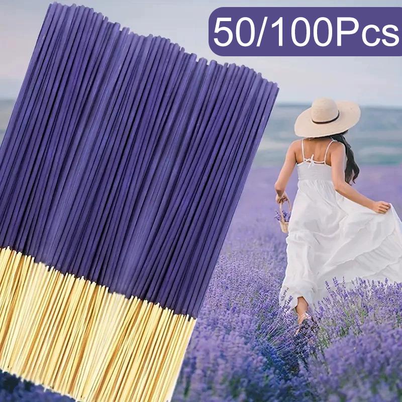 50/100Pcs Incense Sticks Tea Room Wooden Material And Meditation Wood Sticks Yoga Lavender Sticks for Home Lavender Scent Natural