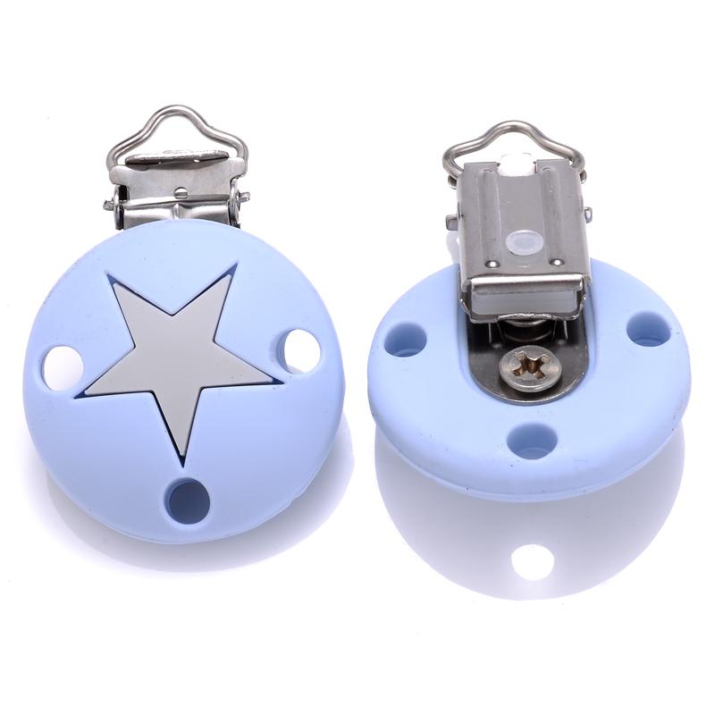 3Pcs Silicone Pacifier Clip Star Heart Round Silicone Clips for DIY Pacifier Chain Accessories Baby Soother Nursing Dummy Holder