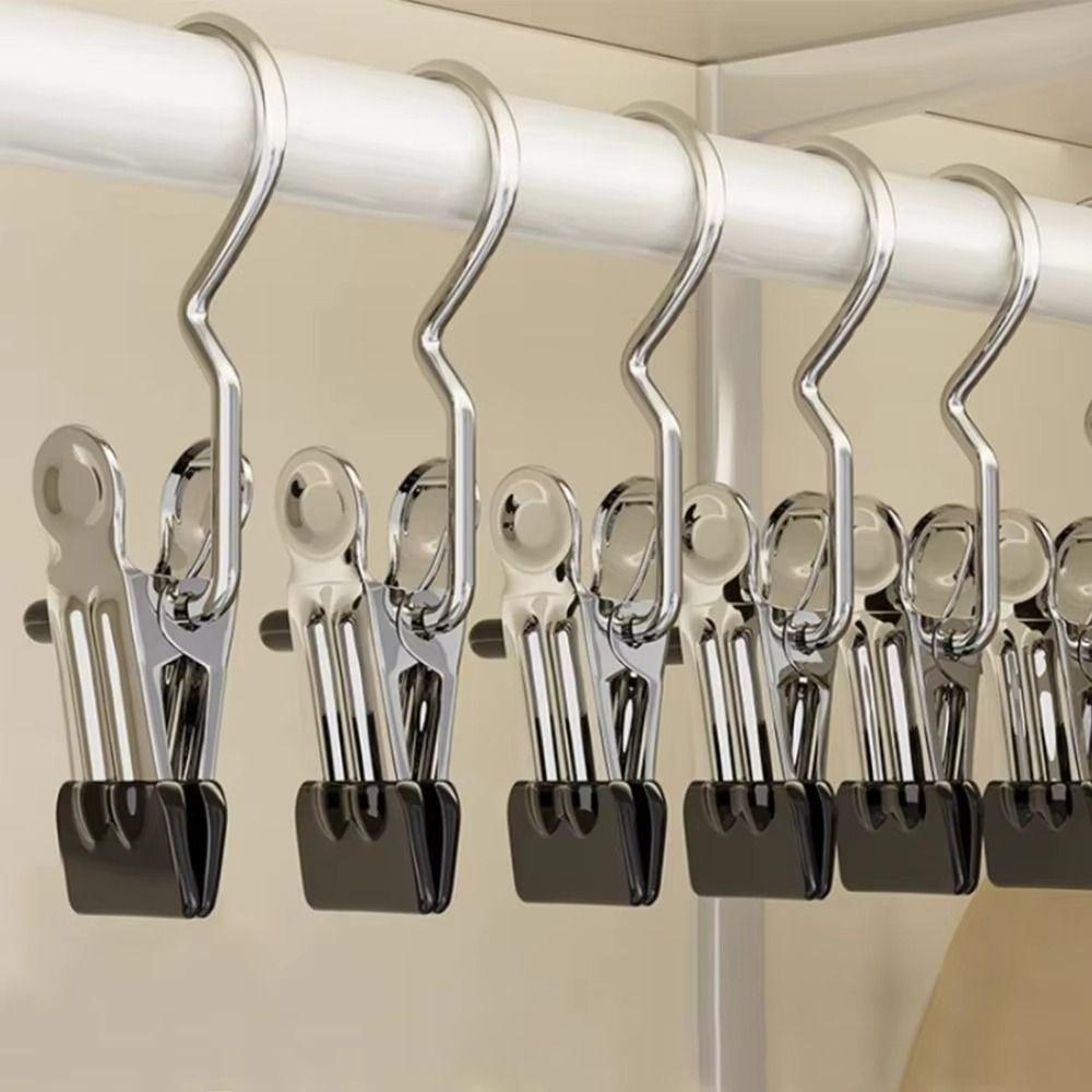 30Pcs Portable Closet Clothespins Stainless Steel Laundry Clothes Pegs With Hook  Leggings