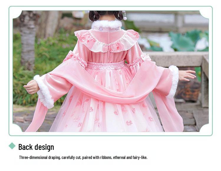 Dziewczęce zimowe Hanfu 2025: Aksamitna Spódnica Tang - Starochiński Styl dla Dzieci