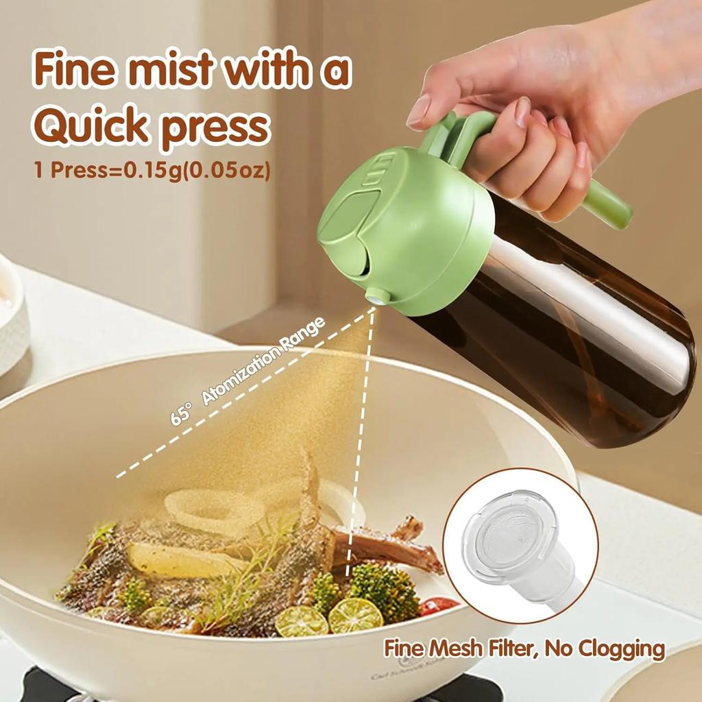 470ml Dark Amber Glass Oil Sprayer Food Grade Olive Oil Dispenser Bottle with Stickers for Cooking Kitchen Air Fryer BBQ