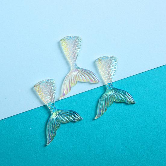 10Pcs Resin Accessories Shiny Lovely Flat Colorful Fish Tail Mini Back Ornament Tail Mermaid Charms Hairbow