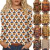 Women's Fashion Casual Halloween Printed Round Neck Long Sleeve Pullover Top