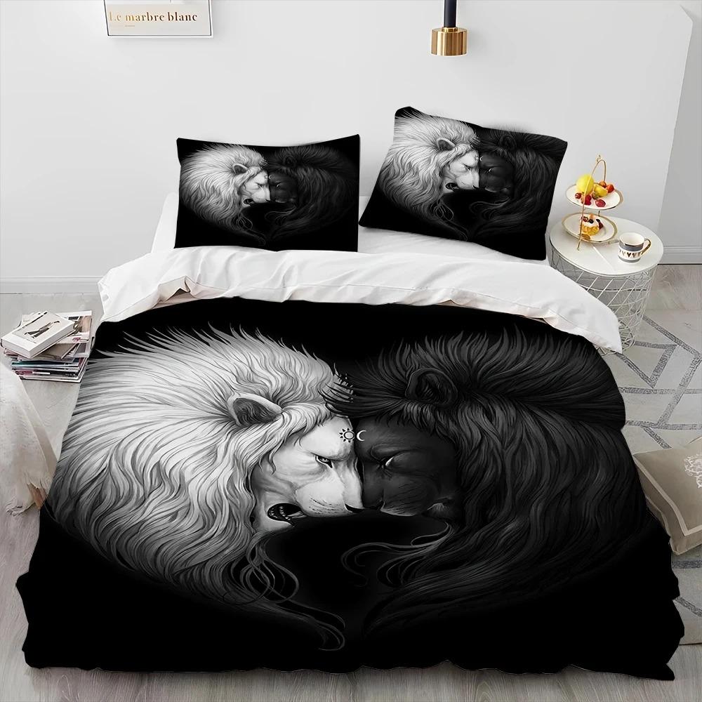 3-teiliges Bettwäscheset mit Tiger-, Leoparden- und Wolf-Tiermotiv, 3D-Druck, Bettbezug, Bettwäscheset, bequem, atmungsaktiv, Luxus-Bettlaken, Baumwollbettwäsche