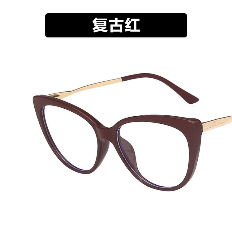 Tr90 Anti-Blue Cat Eye Retro Glasses Frame 2021 Personalized Flat Glasses Metal Trend Glasses Frame