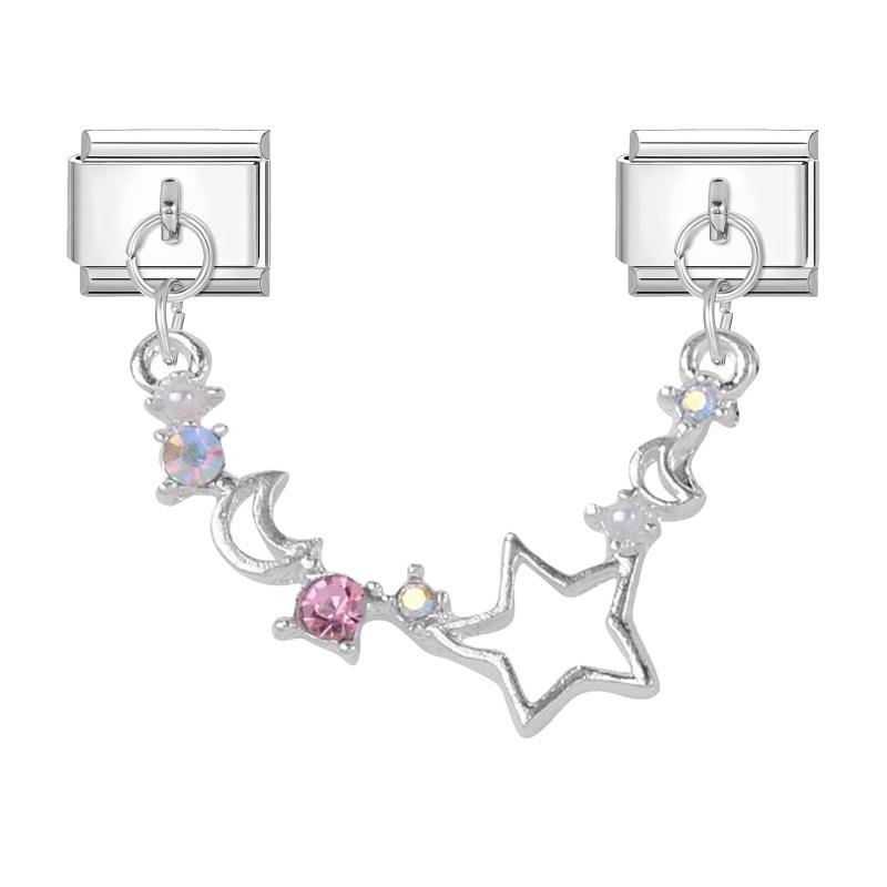 Fashion Personalized DIY Chain Tassel Charm Bracelet Star Heart Butterfly Bow Pendant Bead 9MM Bracelet Stainless Steel Jewelry