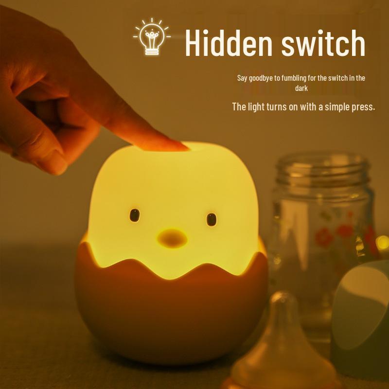 Eggshell Chicken LED Night Light - Silicone USB Rechargeable Roly-Poly Children's Desk Lamp