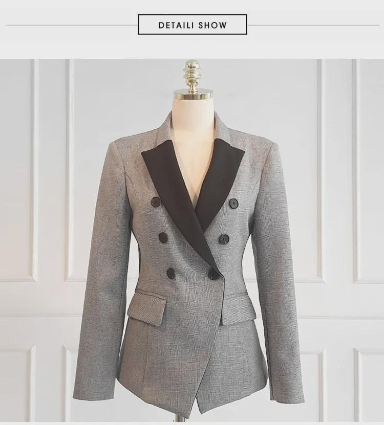 Dámský podzimní retro oblek s kohoutí stopou - dvoudílné kostkované sako a kalhoty