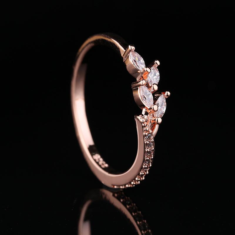 Lindon Classic Copper Alloy Zircon Ring Ladies Jewelry Wedding Promise Party Gift