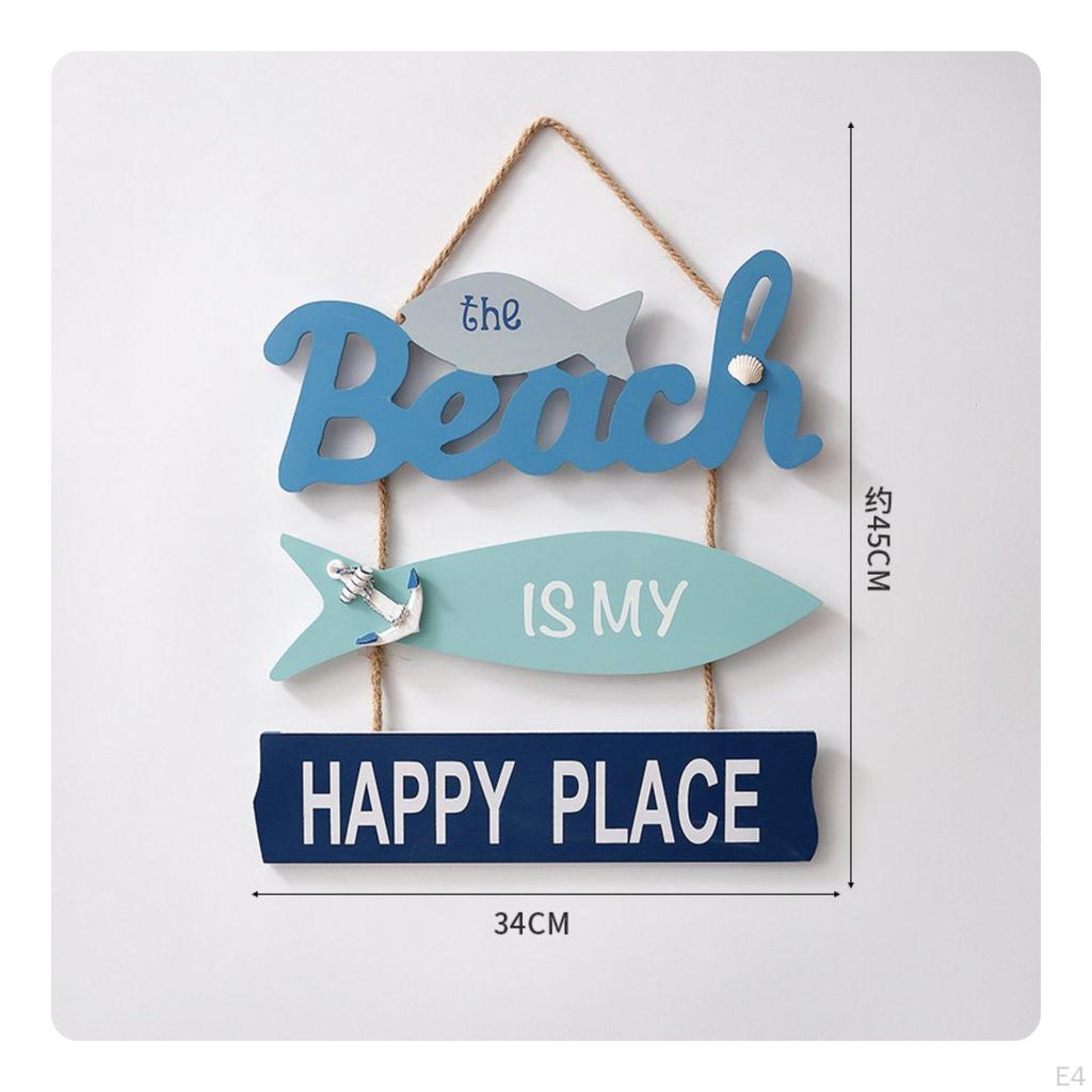 Nautical Welcome Sign Mediterranean Door Hanger Coastal Wall Decor for Restaurant, Cafe, Washroom