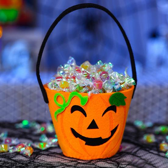 Halloween Candy Bag with Handle Large Capacity Bat Pumpkin Print Candy Treat Bag Cosplay Accessories