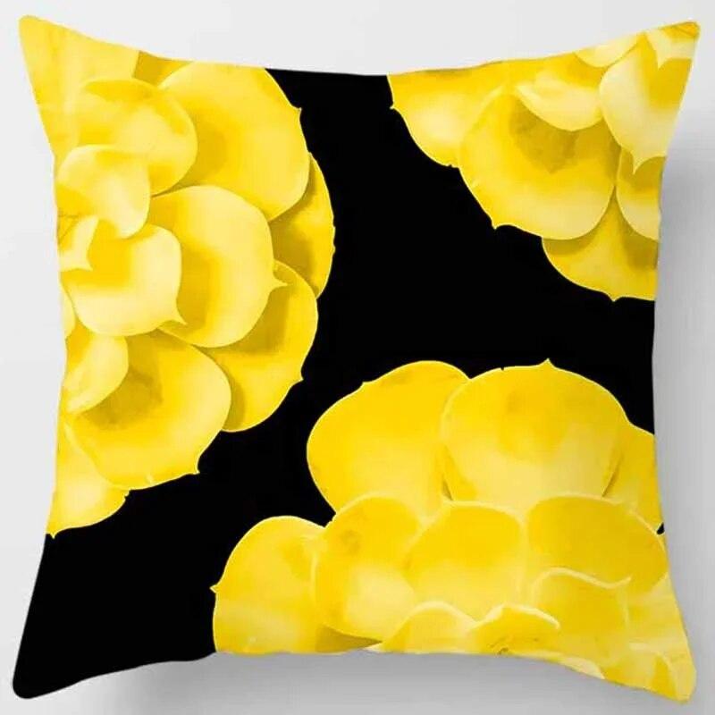 Fashion yellow decorative pillowcase, living room sofa office seat waist cushion  cover  aesthetic home decoration