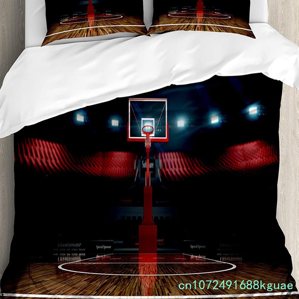 Basketball Bettwäsche-Set für Schlafzimmer Bett Zuhause Basketballspieler Silhouette Athlet Wettkampf Bettbezug Steppdeckenbezug Kissenbezug