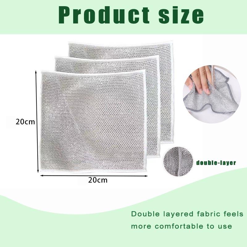 5/10/20Pcs Multifunctional Non-Scratch Wire Dishcloth, Wire Mesh Knit Cleaning Cloth, Wire Dishwashing Rags for Dishes Sinks Counters Machine Washable