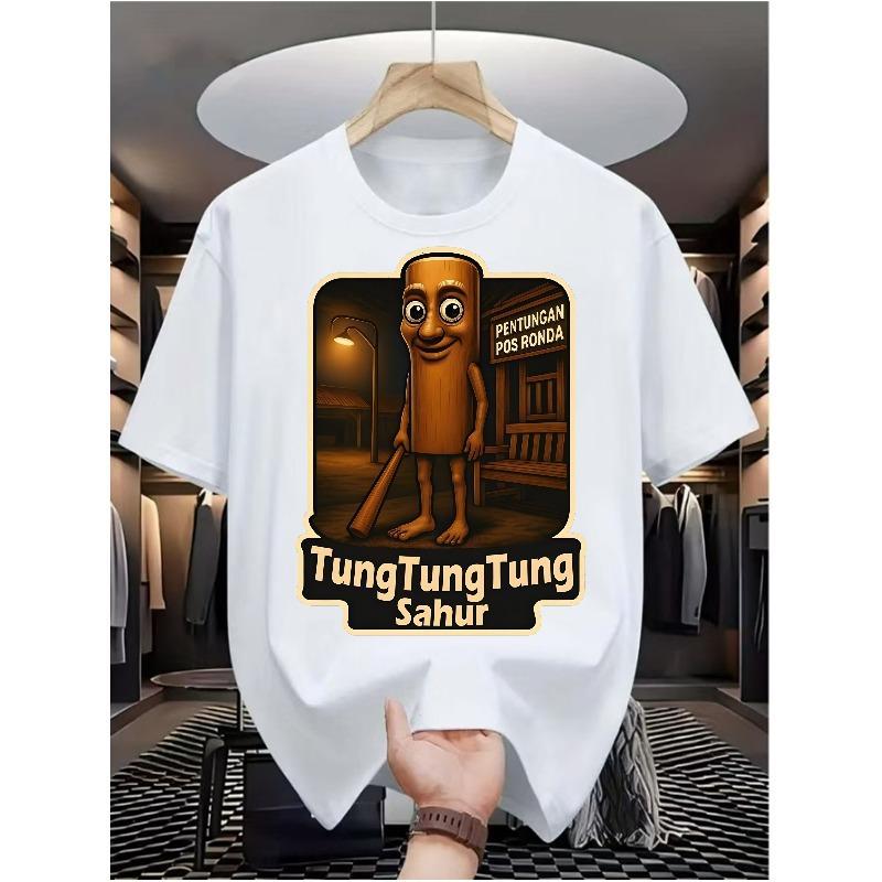 

European sizes [tungsahur2] Men s casual digital print t-shirt-round collar short-sleeved street hip-hop style 4XL білий