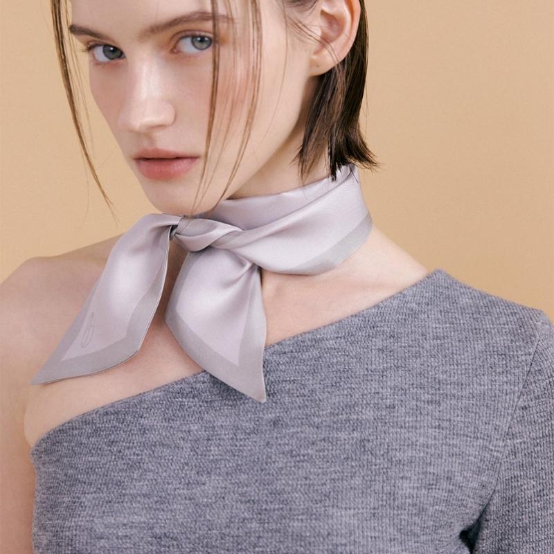 Avvina Pelle Long Twilly Silk Scarf   Dove