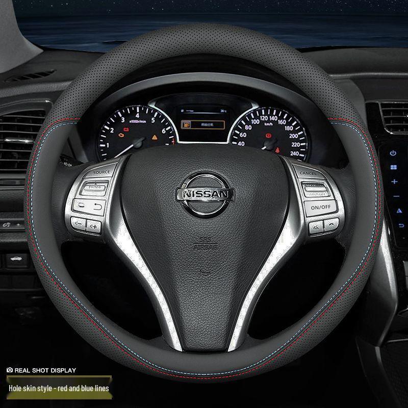 Genuine Leather Steering Wheel Cover for Nissan Sylphy, Sunny, Qashqai, Teana, Tiida, Kicks, Livina, X-Trail