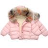 Infant Cotton-Padded Jacket with Fur Collar for 1-2 Year Olds