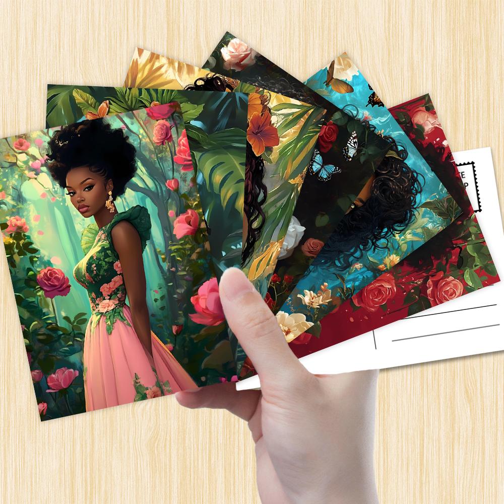 32pcs, Black Women Portrait Postcards, Feminine Charm, Birthday/Anniversary Gifts, Collectibles, Suitable for Gifting, Mailable.
