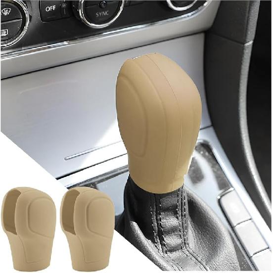 AICEL 2 Pcs Car Gear Shift Knob Cover, Elastic Silicone Car Automatic Shift Protector Cover, Universal Anti-Slip Auto Knob Gear Stick Protector for