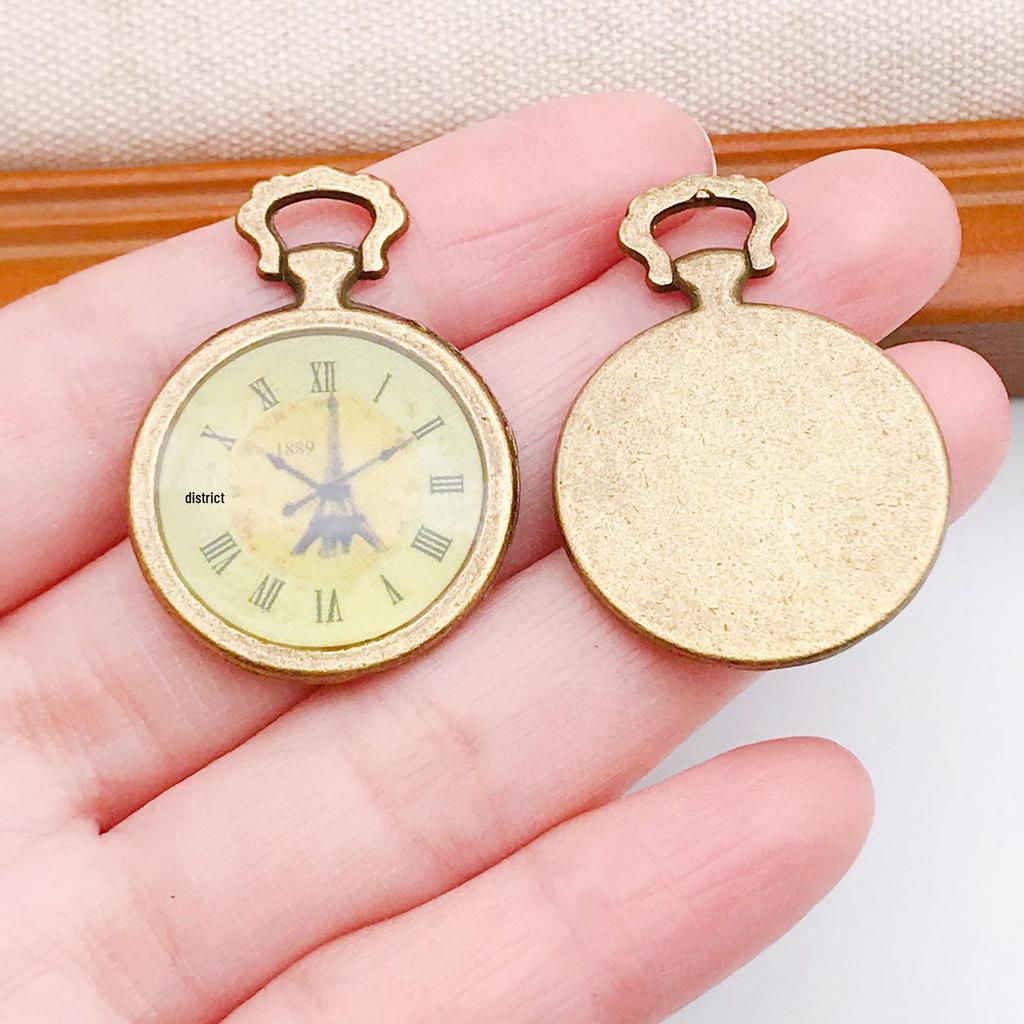 Vintage Green European Gear Pendant Clock Necklace Charm Components