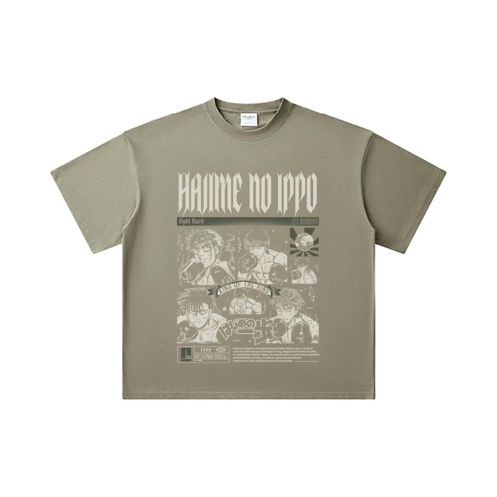 260 GSM Double Yarn 32 Count 100% Cotton Hajime No Ippo V3 Print Unisex Heavy Cotton T Shirt