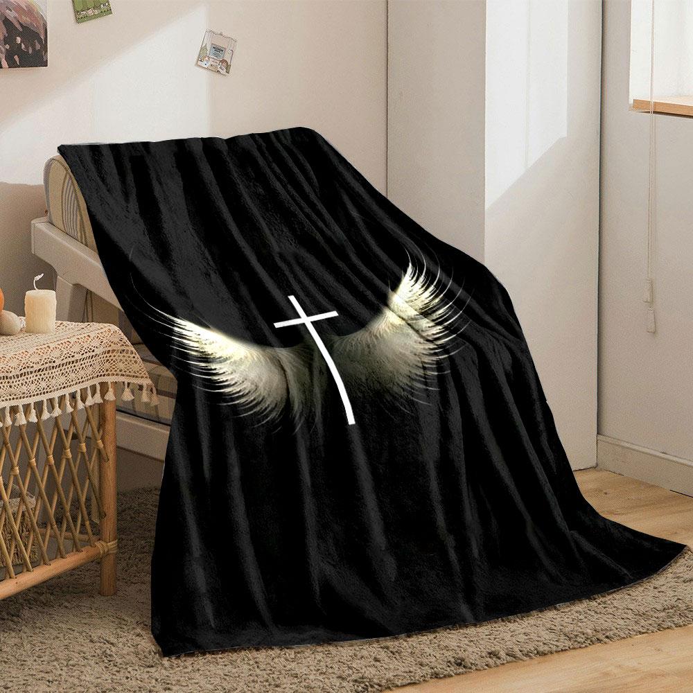 Cross Wings Blanket Printed Blanket for Living Room Bed Couch lunch break Soft Cozy Blanket for Friend's festival Gift