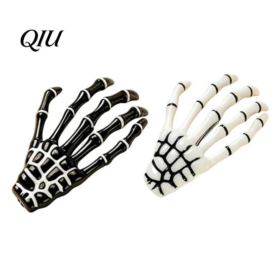 Daily Wear Hairpin 2Pcs Gothic Dark Style Hairpins, Hair Pins for Bangs, Skeleton Photography Accessory Hand Bone Clips Halloween Cosplay Props