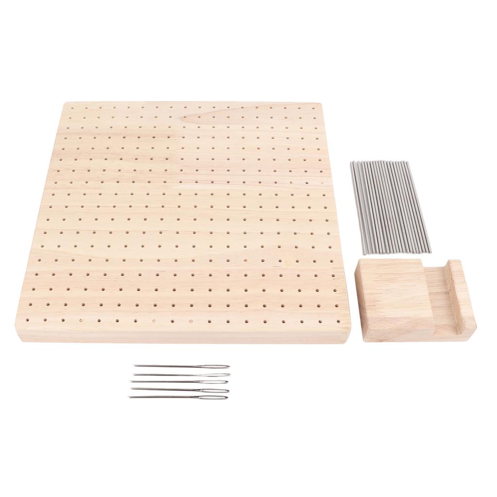 9.3in Rubber Wooden Crochet Blocking Board Crochet Accessories with 20pcs Steel Pins Stand for Knitting Crochet Projects